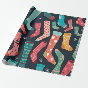Nahtloses Muster mit farbigen verschiedenen Socken Geschenkpapier