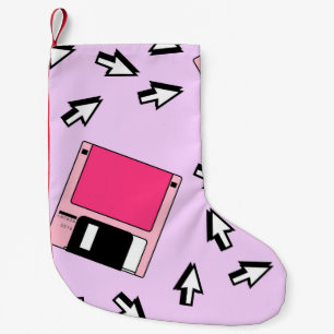 Nahtloses Muster mit farbiger Diskette im Dämpfe Kleiner Weihnachtsstrumpf