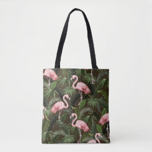 Nahtloses Muster mit Flamingo- und tropischen Blät Tasche