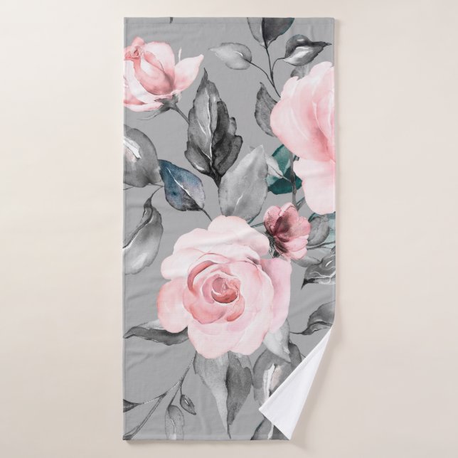 Nahtloses Muster mit Frühlingsblumen und Blätter.  Badehandtuch (Badehandtuch)