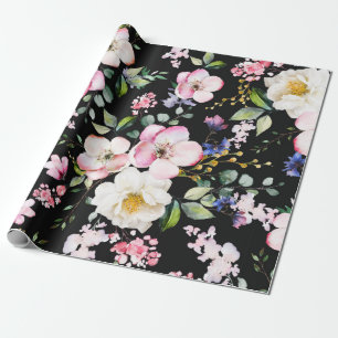 Nahtloses Muster mit Frühlingsblumen und Blätter. Geschenkpapier