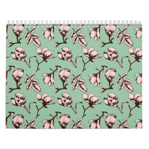 Nahtloses Muster mit Frühlingsknospen der Blume Kalender