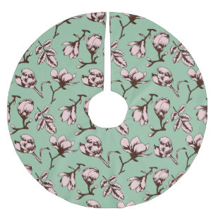 Nahtloses Muster mit Frühlingsknospen der Blume Polyester Weihnachtsbaumdecke