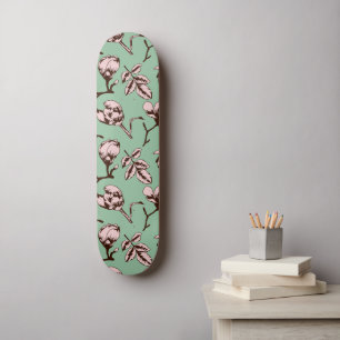 Nahtloses Muster mit Frühlingsknospen der Blume Skateboard