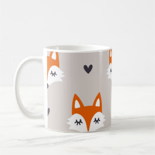 Nahtloses Muster mit Fuchsgesichtern. Handgezeichn Kaffeetasse