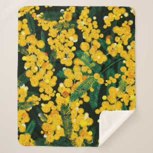 Nahtloses Muster mit gelben Mimosen-Blume Sherpadecke