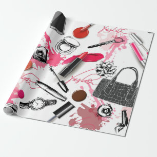 Nahtloses Muster mit gemaltem Make-up Geschenkpapier