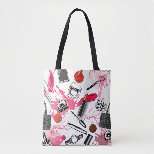 Nahtloses Muster mit gemaltem Make-up Tasche (Vorderseite)