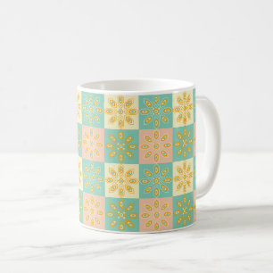 Nahtloses Muster mit geometrischen Blumenmotiven Kaffeetasse
