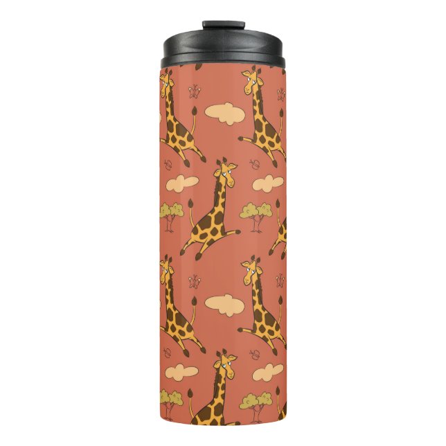 Nahtloses Muster mit Giraffen Thermosbecher (Vorderseite)