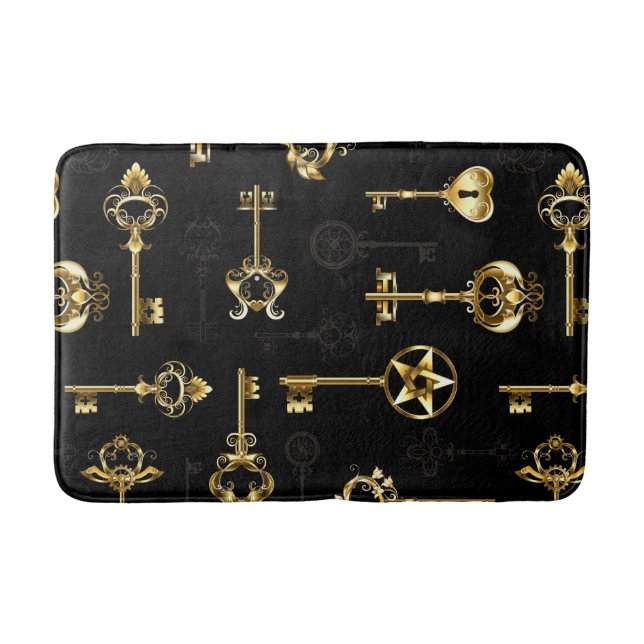 Nahtloses Muster mit Golden Keys Badematte (Vorderseite)