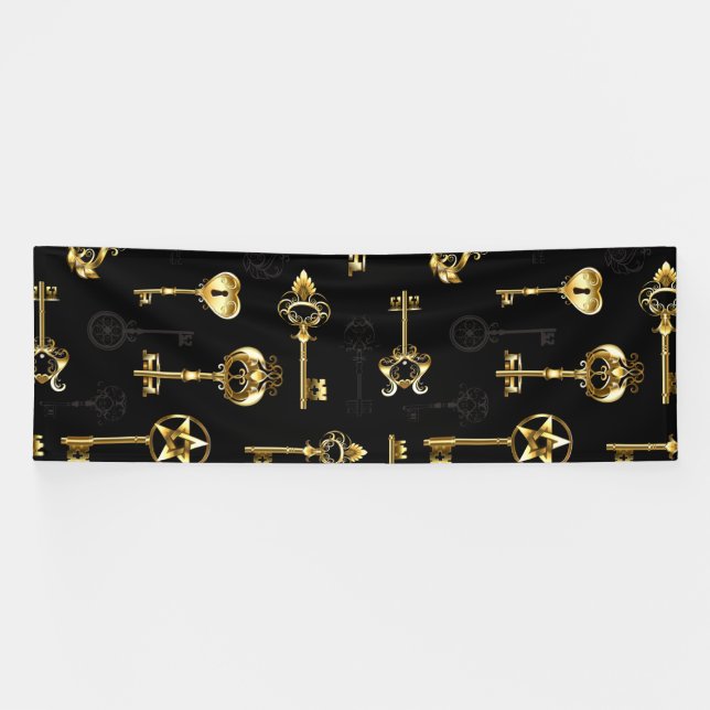 Nahtloses Muster mit Golden Keys Banner (Horizontal)