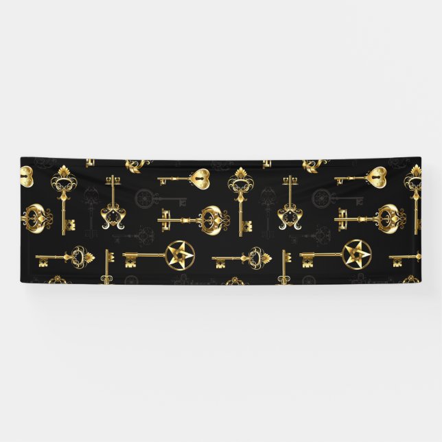 Nahtloses Muster mit Golden Keys Banner (Horizontal)