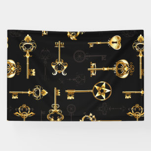 Nahtloses Muster mit Golden Keys Banner