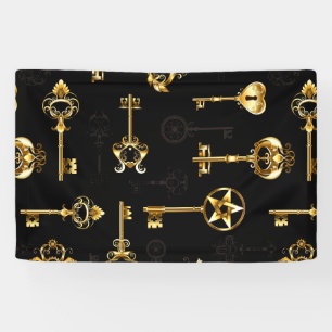 Nahtloses Muster mit Golden Keys Banner
