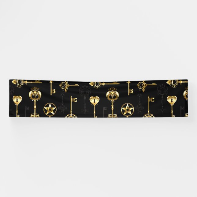 Nahtloses Muster mit Golden Keys Banner (Horizontal)