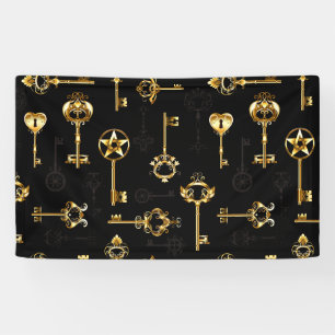 Nahtloses Muster mit Golden Keys Banner