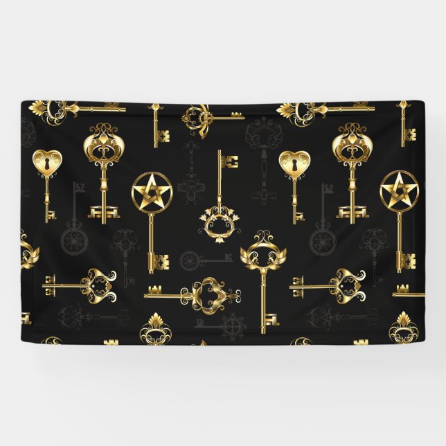 Nahtloses Muster mit Golden Keys Banner (Horizontal)