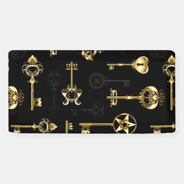 Nahtloses Muster mit Golden Keys Banner (Horizontal)