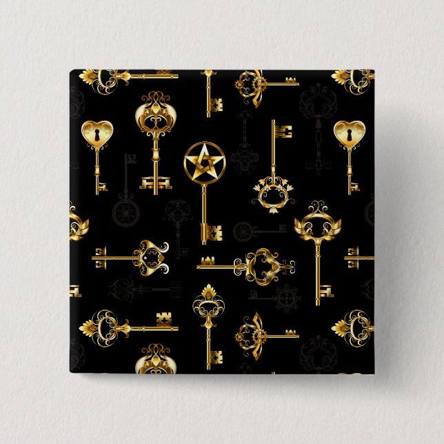 Nahtloses Muster mit Golden Keys Button (Vorderseite)