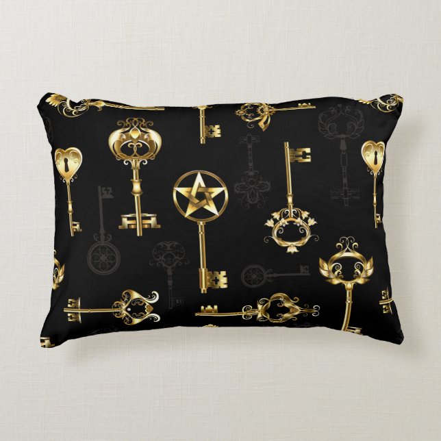 Nahtloses Muster mit Golden Keys Dekokissen (Vorderseite)