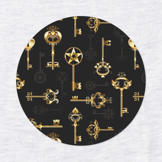 Nahtloses Muster mit Golden Keys Etiketten (Design 1)