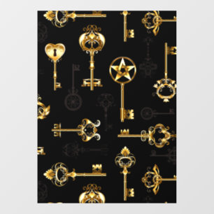 Nahtloses Muster mit Golden Keys Fensteraufkleber