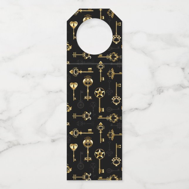 Nahtloses Muster mit Golden Keys Flaschenanhänger (Vorderseite)