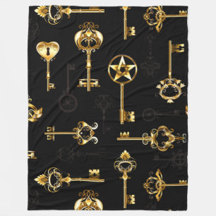 Nahtloses Muster mit Golden Keys Fleecedecke
