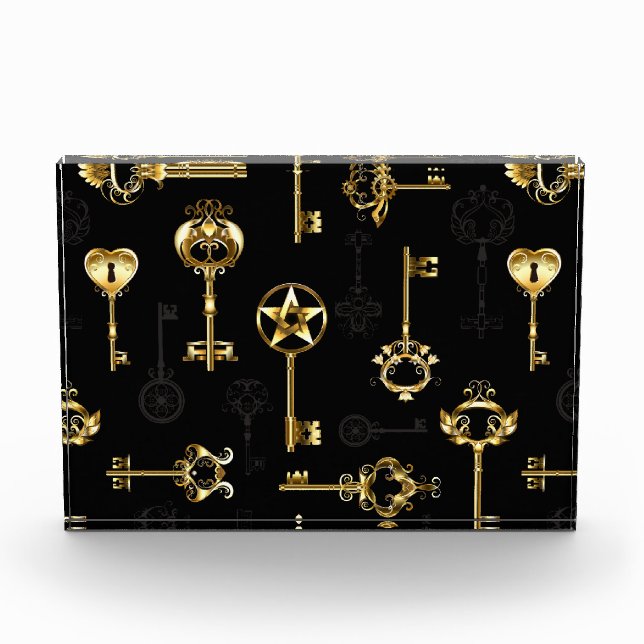 Nahtloses Muster mit Golden Keys Fotoblock (Vorderseite)