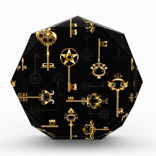 Nahtloses Muster mit Golden Keys Fotoblock (Vorderseite)