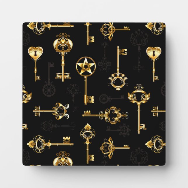 Nahtloses Muster mit Golden Keys Fotoplatte (Vorderseite)