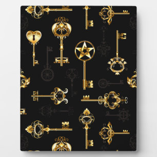 Nahtloses Muster mit Golden Keys Fotoplatte
