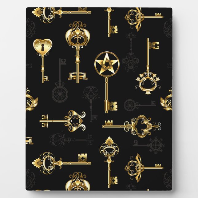 Nahtloses Muster mit Golden Keys Fotoplatte (Vorderseite)