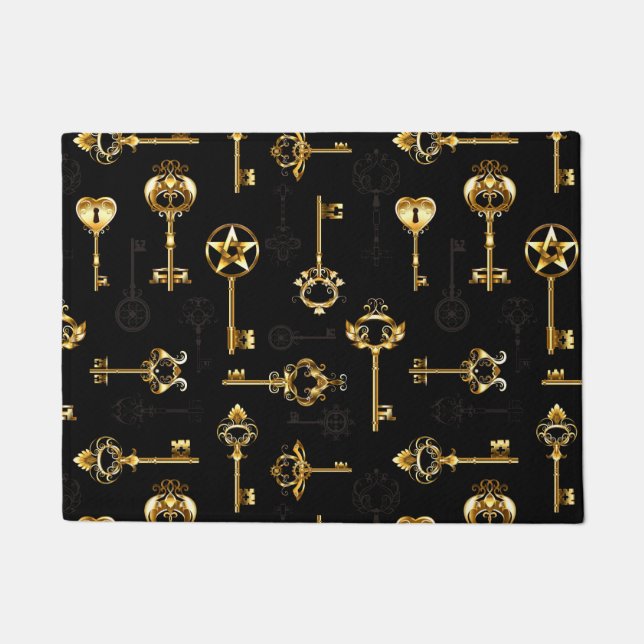 Nahtloses Muster mit Golden Keys Fußmatte (Vorderseite)