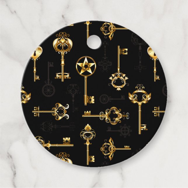 Nahtloses Muster mit Golden Keys Geschenkanhänger (Vorderseite)