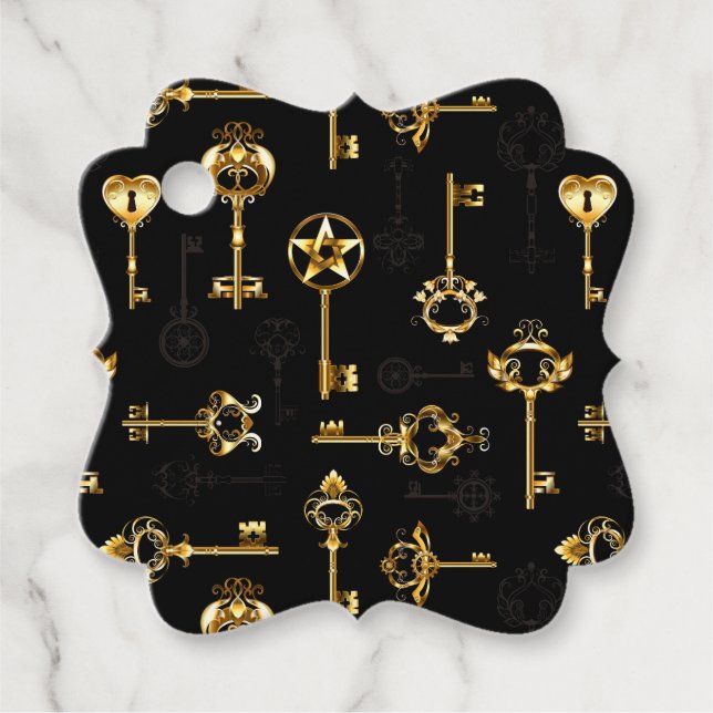 Nahtloses Muster mit Golden Keys Geschenkanhänger (Vorderseite)