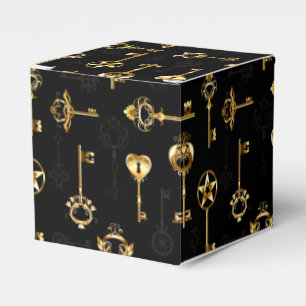 Nahtloses Muster mit Golden Keys Geschenkschachtel