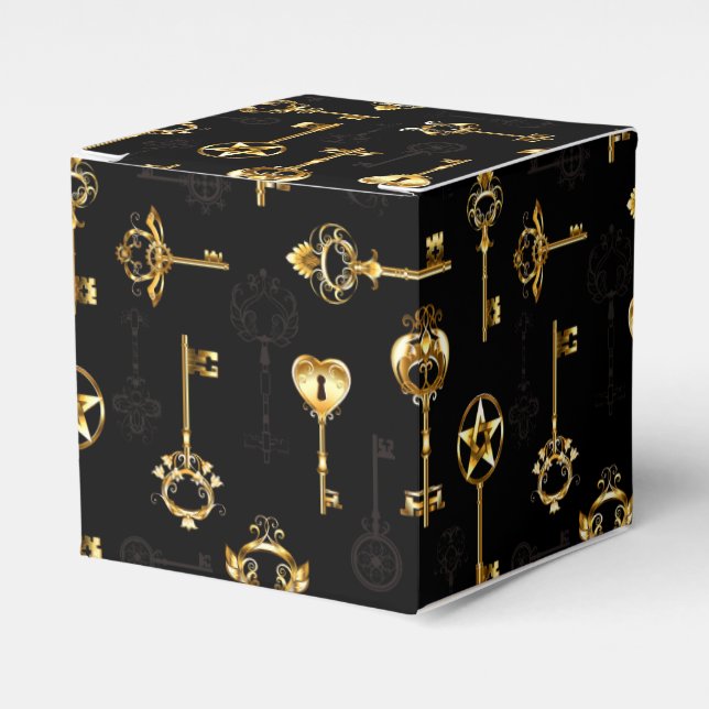 Nahtloses Muster mit Golden Keys Geschenkschachtel (Vorderseite)