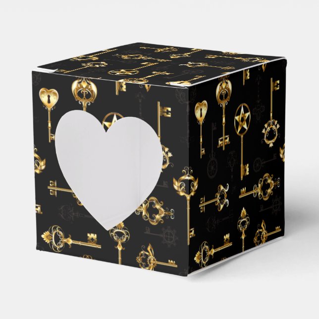 Nahtloses Muster mit Golden Keys Geschenkschachtel (Vorderseite)