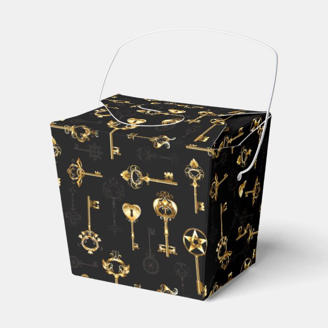Nahtloses Muster mit Golden Keys Geschenkschachtel (Vorderseite)