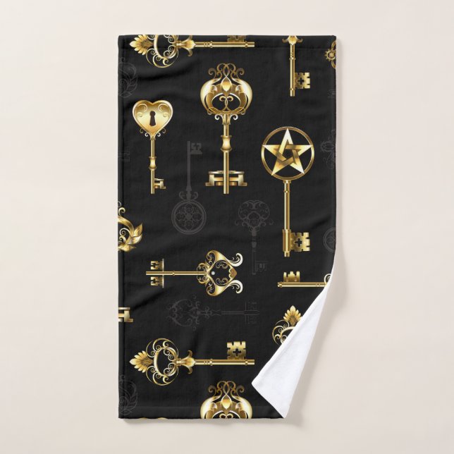 Nahtloses Muster mit Golden Keys Handtuch (Handtuch)
