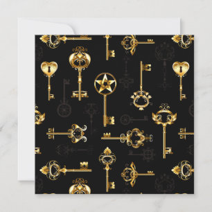 Nahtloses Muster mit Golden Keys Hinweiskarte