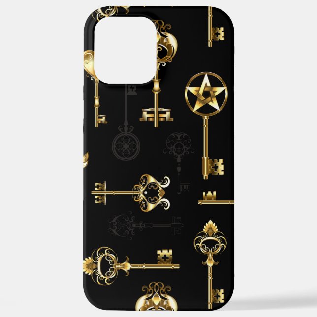 Nahtloses Muster mit Golden Keys iPhone 12 Pro Max Hülle (Rückseite)