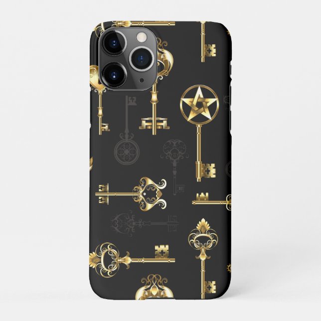Nahtloses Muster mit Golden Keys iPhone Hülle (Rückseite)