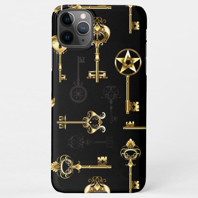 Nahtloses Muster mit Golden Keys iPhone Hülle (Rückseite)