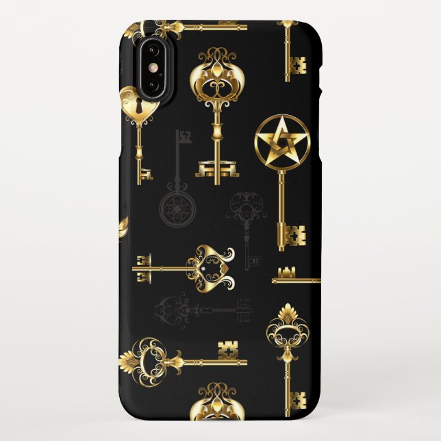 Nahtloses Muster mit Golden Keys iPhone Hülle (Rückseite)