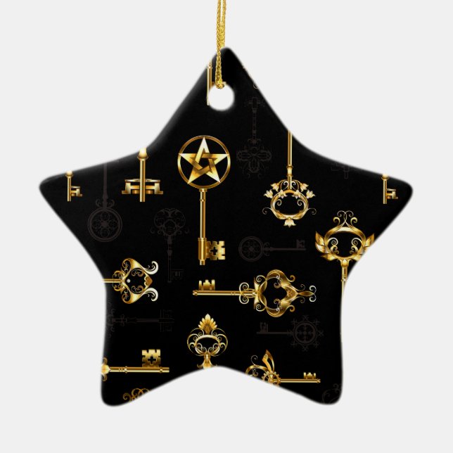 Nahtloses Muster mit Golden Keys Keramik Ornament (Vorne)