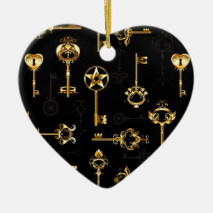 Nahtloses Muster mit Golden Keys Keramik Ornament