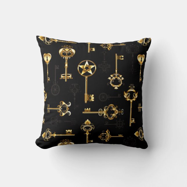 Nahtloses Muster mit Golden Keys Kissen (Vorderseite)
